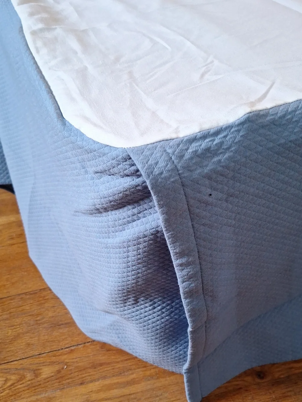 Blue Bed Skirt with White Top Panel - Home Bedding